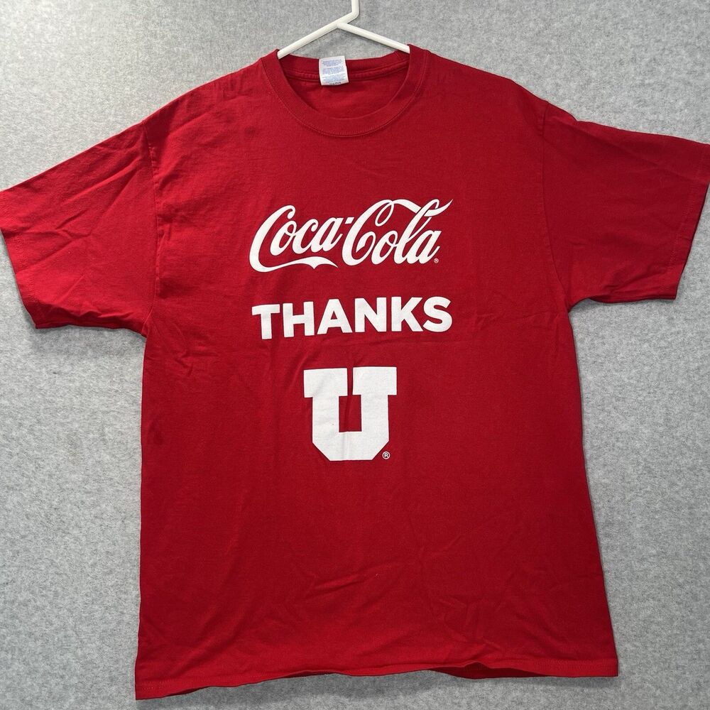 Coca Cola University Of Utah Red Graphic T-Shirt port co Adult large